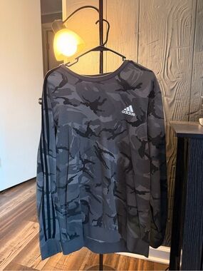 adidas Black Gray Camo Crewneck Sweatshirt XL